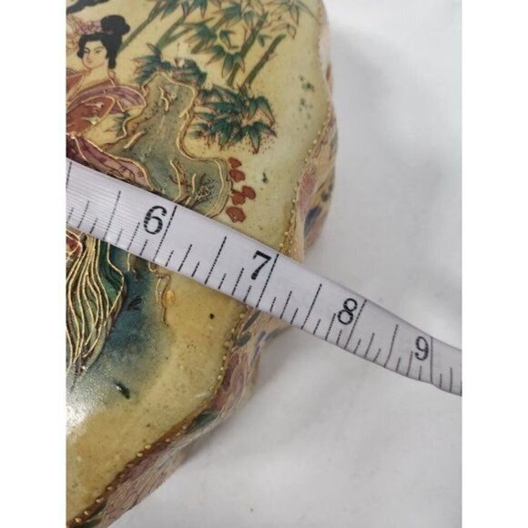 ANTIQUE Royal Satsuma Asian Jewelry Box Porcelain Gold Embossed Floral Ornate - Picture 11 of 12